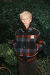 N°21 Check-pattern Fleece-trimmed Bomber Jacket In Multi