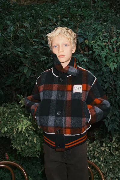 N°21 Kids' Bomber Jacket With Logo In Black