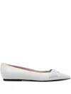 N°21 Bow-detail Pointed-toe Ballet Flats In White