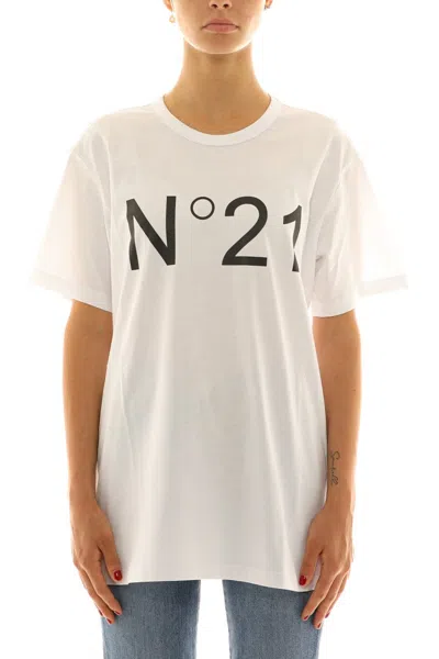 N°21 Boxy White Cotton Jersey T-shirt In Neutral