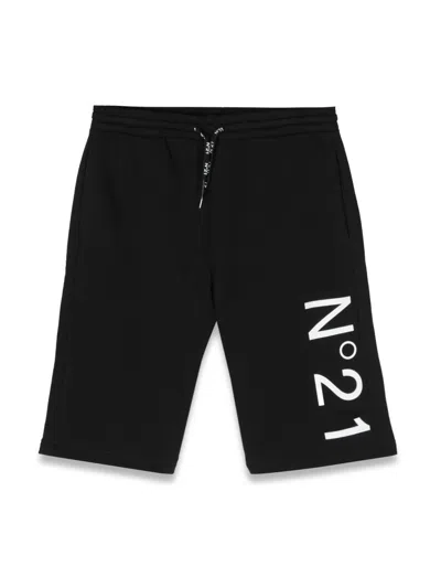 N°21 Boys' Bermuda Logo Shorts In Black