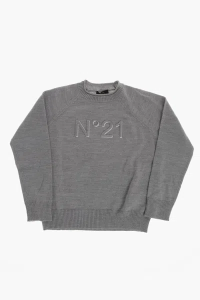 N°21 Boys Grey Logo Jumpers