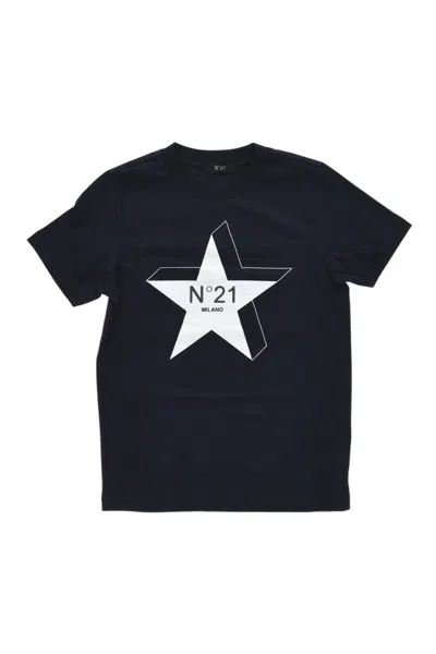 N°21 Boys Navy Blue Graphic T-shirt