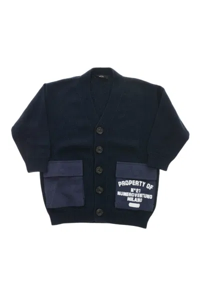 N°21 Boys Navy Blue Solid Cardigan