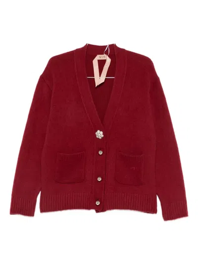 N°21 Brushed-effect Cardigan In Red