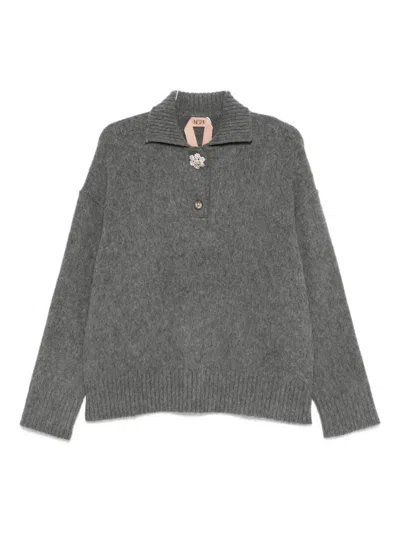 N°21 Brushed-effect Jumper In Gray
