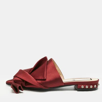 N°21 N21 Burgundy Satin Knot Flat Mules