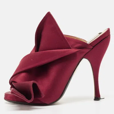 N°21 N21 Burgundy Satin Raso Knot Peep Toe Mules
