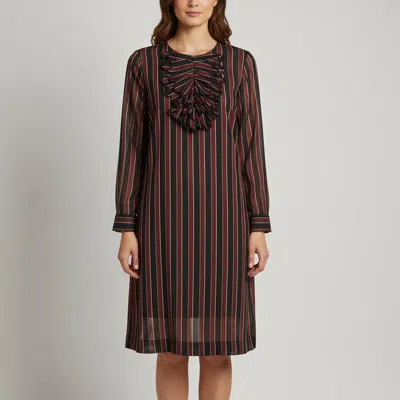 Pre-owned N°21 Burgundy/black Striped Cotton And Silk Blend Mini Dress M