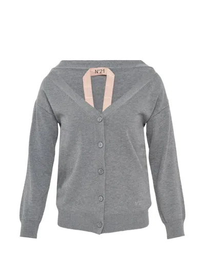 N°21 Button Cardigan In Gray