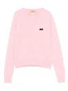 N°21 Button-fastening Logo-patch Cardigan In Pink