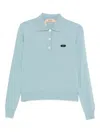 N°21 Button-fastening Polo Top In Blue