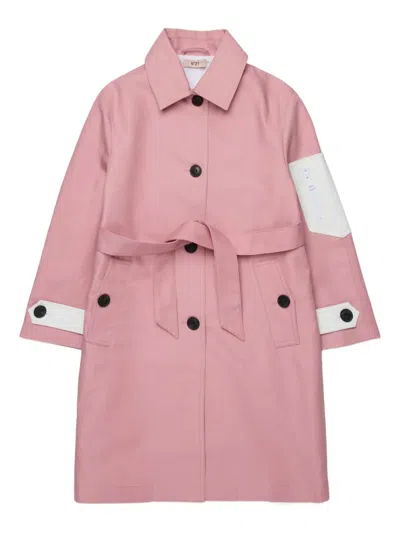 N°21 Kids' Button-up Belted Trench Coat In Pink