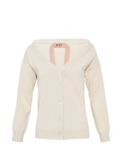 N°21 Buttoned Cardigan In Neutral
