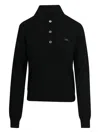 N°21 Buttoned Long-sleevepolo Top In Black