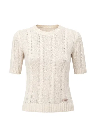 N°21 Cable-knit Short-sleeve Sweater In White