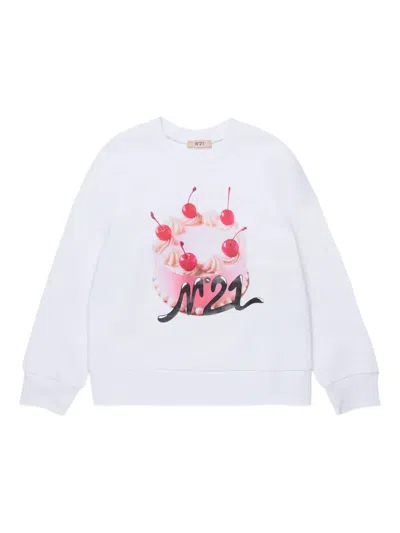 N°21 Kids' Cake-print Sweatshirt In White