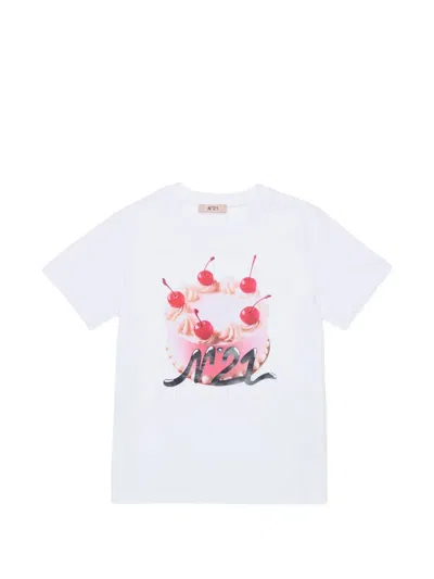 N°21 Kids' Cake Print T-shirt In White