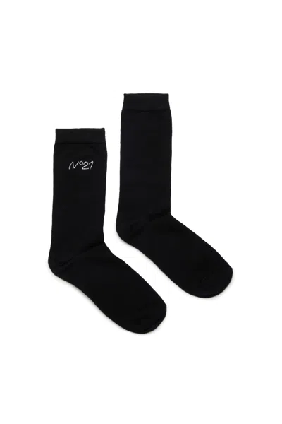 N°21 Calzini In Misto Cotone Con Logo In Black