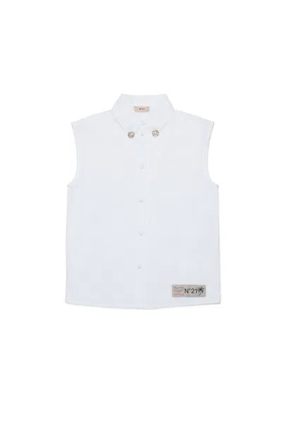N°21 N21 Kids Logo Patch Sleeveless Shirt In Blue