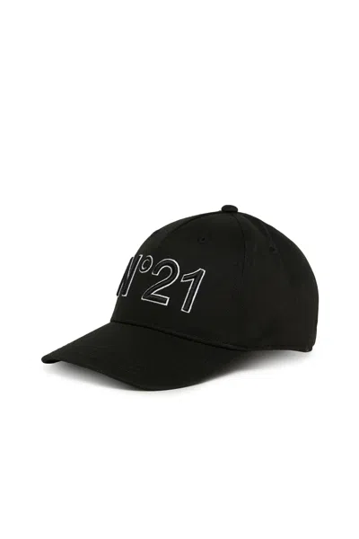 N°21 Cappello Da Baseball In Gabardina Con Logo