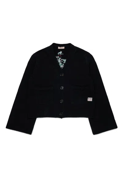 N°21 CARDIGAN WITH FLORAL EMBROIDERY ON THE BACK