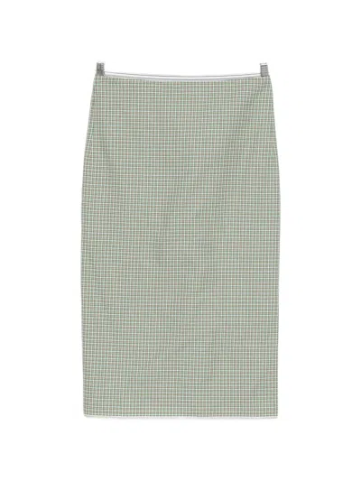 N°21 Check-pattern Skirt In Green