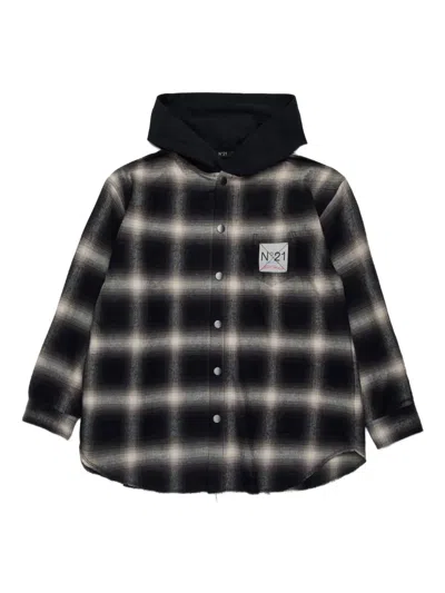 N°21 Check-print Hooded Shirt