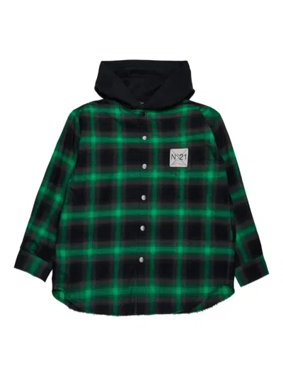 N°21 Check-print Hooded Shirt