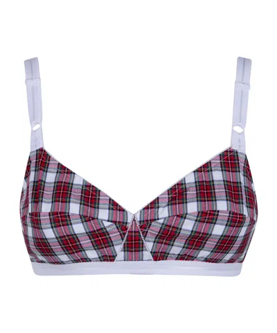 N°21 Tartan-print Scalloped-edge Bra In Multi