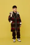 N°21 Checked Coat With Printed Logo In Multi
