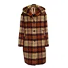 N°21 Checkered Overfit Coat With Hood And Dual Front Pockets In Brown