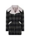 N°21 Check-pattern Fleece-trim Jacket In Multi