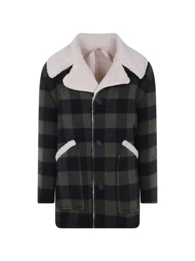 N°21 Check-pattern Fleece-trim Jacket In Multi