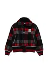 N°21 Check-pattern Fleece-trimmed Bomber Jacket In Black