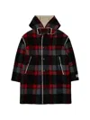 N°21 Check-pattern Hooded Coat In Black