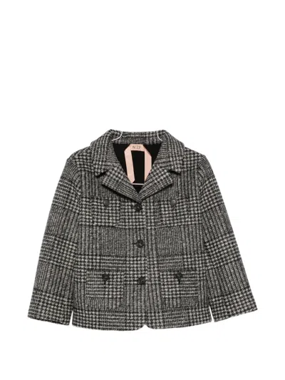 N°21 Check-pattern Notched-lapels Jacket In Gray