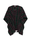 N°21 Check-pattern Poncho In Green