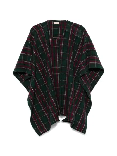 N°21 Check-pattern Poncho In Green