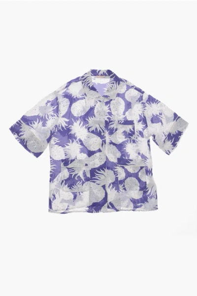 N°21 Chiffon Ananas Shirt With Standard Collar In Purple