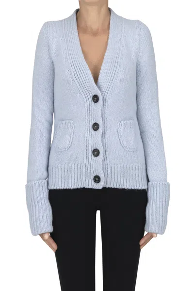 N°21 Chunky Knit Cardigan In Blue