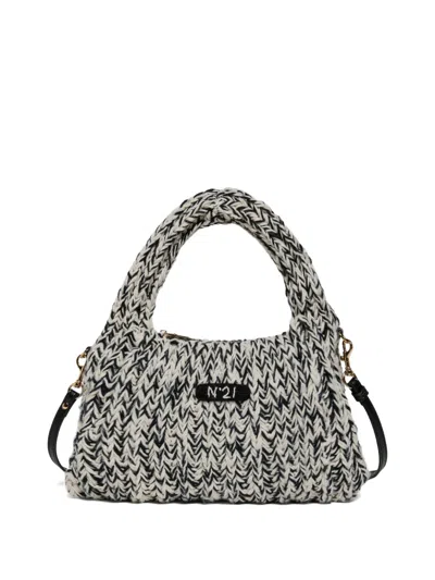 N°21 Kids' Chunky-knit Logo-patch Shoulder Bag In Multi