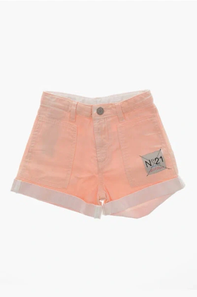 N°21 Coated Cotton Shorts With Cuffs In Pink