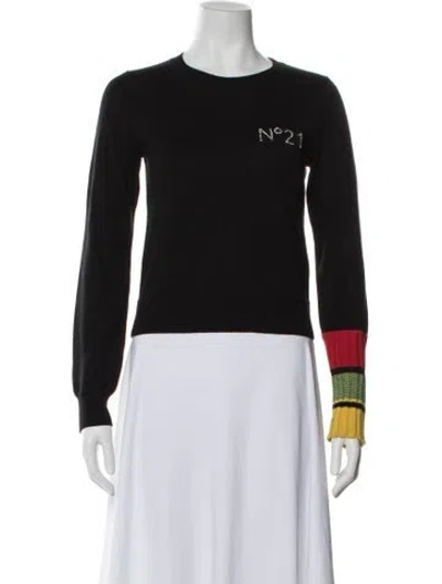 Pre-owned N°21 Colorblock Pattern Crew Neck Sweater In Black
