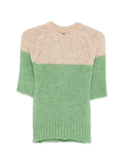 N°21 Colour-block Sweater In Green