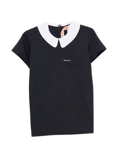 N°21 Contrast-collar Chest-pocket Top In Blue