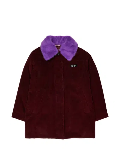 N°21 Kids' 코듀로이 봄버 재킷 In Burgundy