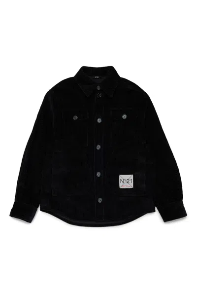 N°21 Kids' Corduroy Shirt With Logo In Black