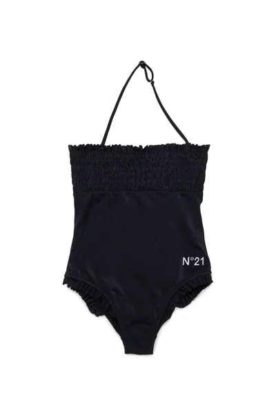 N°21 Kids' Ruffled Swimsuit In Black