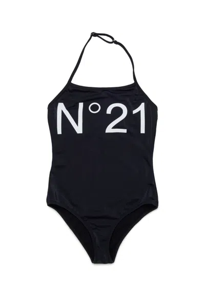 N°21 Kids' Logo-detail Swimsuit In Black